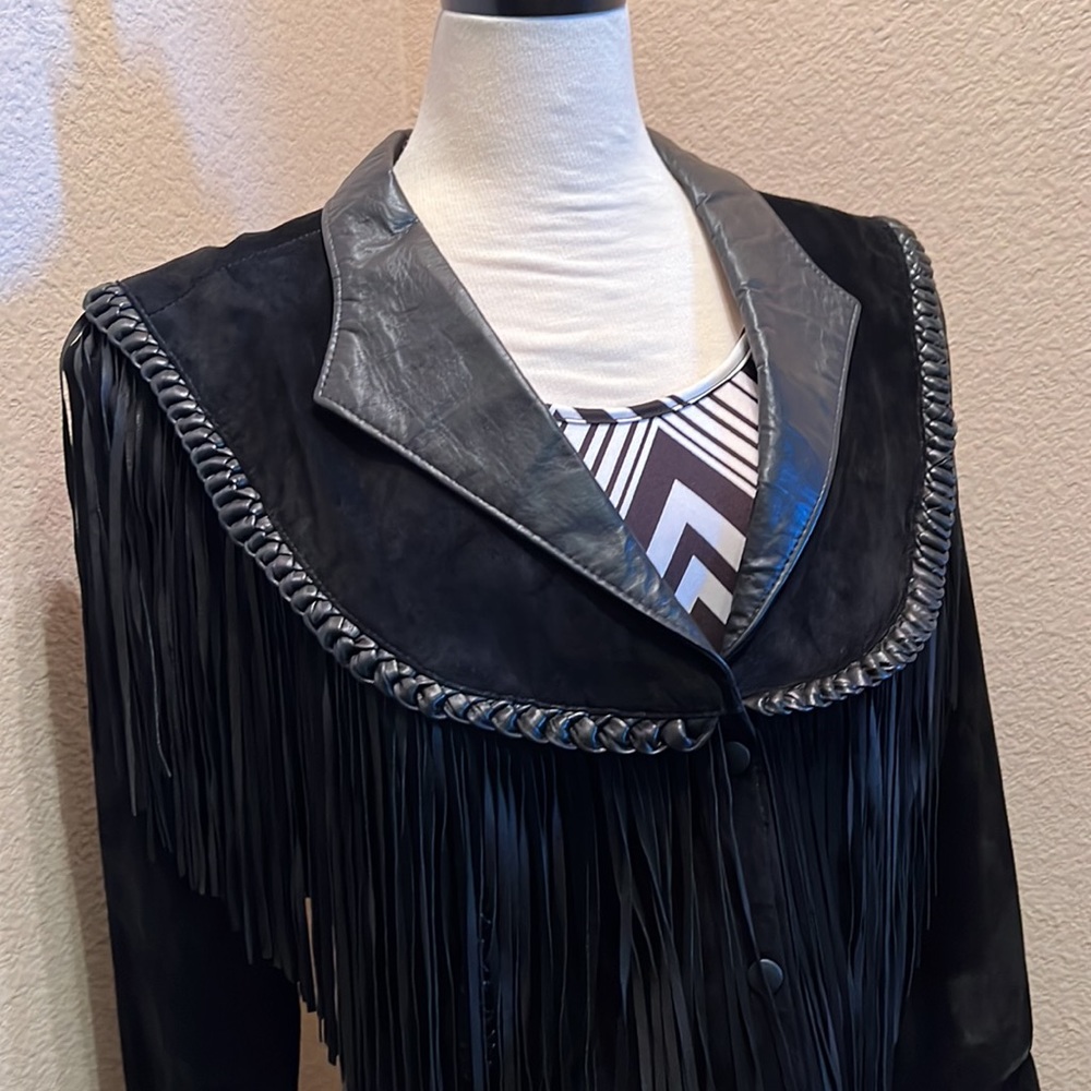 Cache Fringe Suede Leather Bolo Jacket - Picture 2 of 10